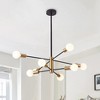 Dewdrop Mid Century Modern 12-Light Chandelier, Black & Brass Sputnik with White Glass Globes - 3 of 4