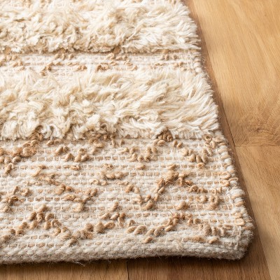 Ivory and Beige Flat Woven Wool Area Rug, 3' x 5'