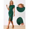 Allegra K Women's Round Neck Short Sleeve Split Sheath Dresses - 2 of 4