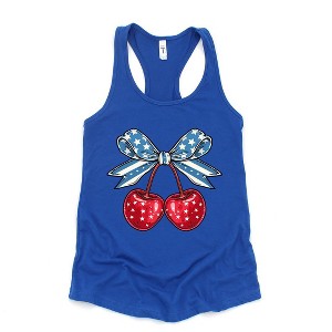 Simply Sage Market Women's Coquette Patriotic Cherries Graphic Racerback Tank - 1 of 3