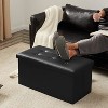 Aoibox Folding Storage Ottoman Bench with 85L Capacity, Faux Leather Black Footrest with Foam Padded Seat, Supports 350lbs for Living Room, Bedroom - 2 of 4
