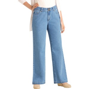 Woman Within Women's Plus Size Tall Perfect Cotton Wide-Leg Denim Jean - 1 of 4