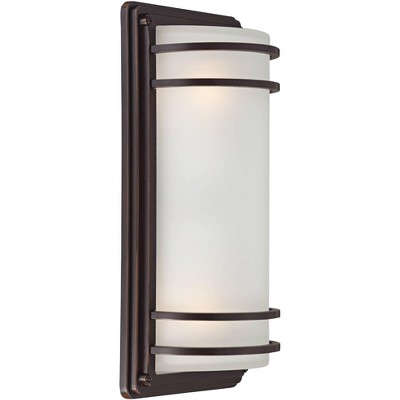 Modern Bronze Wall Sconce with Opal Glass Shade