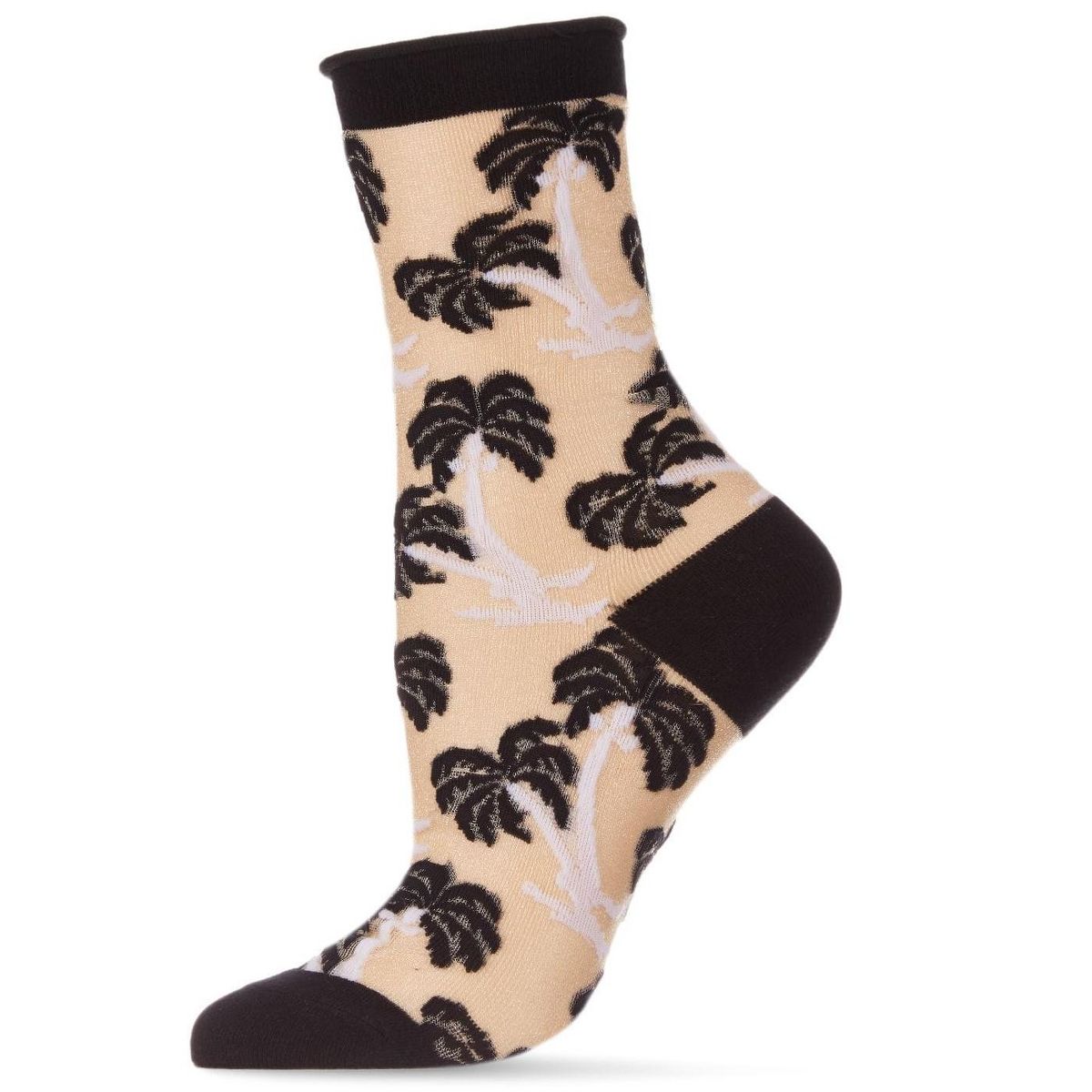 Memoi Palm Tree Sheer Women's Ankle Socks