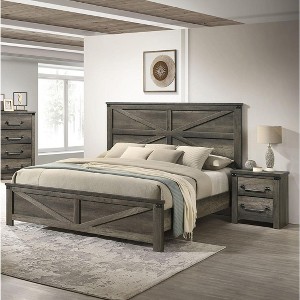 TiramisuBest Modern White 3pc Bedroom Set Queen Size Bed w LED 2x Nightstands Mattress Ready Furniture Acrylic Trim - 1 of 4