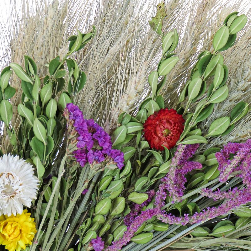 22" Artificial Wheat Stalks Spring Wreath with Flowers and Seed Pods - National Tree Company, 3 of 4