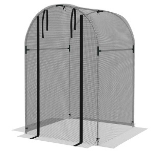 Galvanized Steel Crop Cage, Plant Protection Tent with Zippered Door, 4' x 4' - 1 of 4
