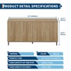 63" Sideboard Buffet Cabinet, Fluted Coffee Bar Cabinet with Adjustable Shelves, Entryway Console Table, Accent Storage Cabinet for Living Room - 3 of 4