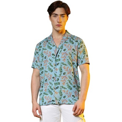 Campus Sutra Men Men's Sky Blue Foliage Shirt