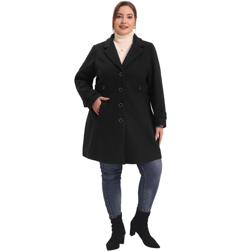 Agnes Orinda Women's Plus Size Trendy Long Sleeve Side Pockets Elegant Winter Overcoats, 3 of 6