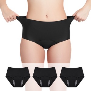 VOXSHE Women's Comfort Period Briefs - 150ml Super Absorbent Leak-proof 3pk Black - 1 of 4