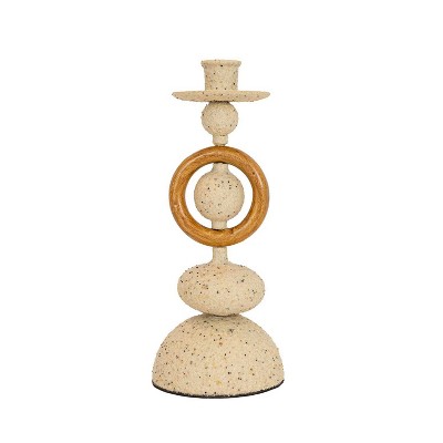Textured Metal Stack Taper Holder Tan by Foreside Home & Garden