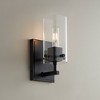 Possini Euro Design Modern Wall Sconce Lighting Black Metal Hardwired 5" Fixture Clear Glass Shade for Bedroom House Reading Home - 2 of 4