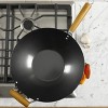Kenmore Hammond 14 Inch Flat Bottom Carbon Steel Wok in Black with Wooden Handles - image 3 of 4