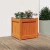 vidaXL Garden Planter - Wax Brown Decorative Outdoor Plant Pot, Solid Pine Wood - 15.7"x15.7"x15.7" for Gardens, Balconies, Patios - 3 of 4