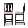 Baxton Studio 2pc Fenton Fabric Upholstered and Wood Barstool Set Dark Brown: Geometric Backrest, Polyester Upholstery, 25" Seat Height - 3 of 4