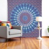 HomeRoots 92" X 84" Navy Blue Blue And Purple Mandala Cotton Hanging Tapestry - 2 of 4