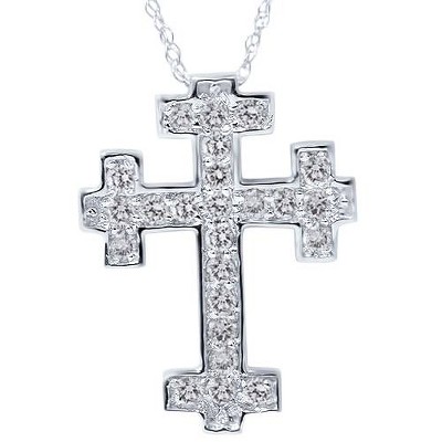 Pompeii3 1/2ct Diamond Cross Pendant 14K White Gold 3/4" Tall