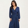 Anna-Kaci Women's Long Sleeve Wrap Midi Dress with V-Neckline and Side Tie Waist - 3 of 4