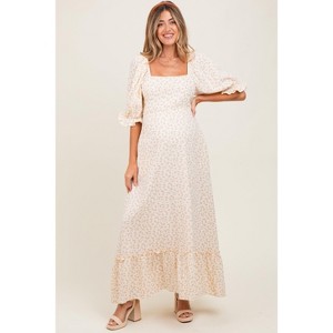 Pinkblush Beige Floral Print Square Neckline Maternity Maxi Dress Large :  Target