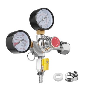 VEVOR Double Gauge Regulator, CO2 Regulator Gauge with 0-60PSI, Heavy Duty CO2 Gauge Gas System, Draft Beer Regulator with Check Valve - 1 of 4