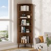 MOEPISY 5-Tier Corner Shelf, 66.73inch Tall Modern Corner Bookshelf, 5 Shelf Bookcase with 2 Fluted Doors - 4 of 4