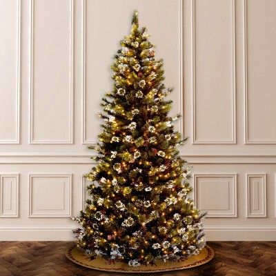 7.5 ft Slim Glittery Pine Christmas Tree with Clear Lights