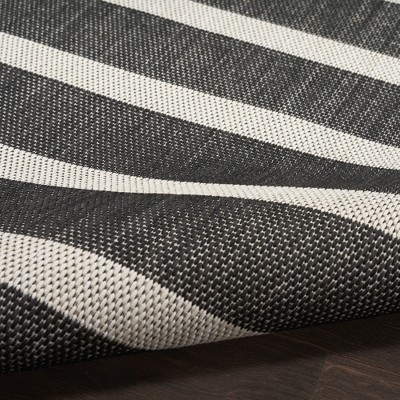 Positano Black Ivory 6' x 9' Flat Woven Stripe Rug