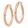 Black Bow Jewelry 3mm, 14k Rose Gold Polished Round Hoop Earrings, 30mm (1 1/8 Inch) - 2 of 4