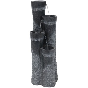 Sunnydaze 41"H Electric Polystone 4-Tier Staggered Pillars Outdoor Water Fountain with LED Lights - 1 of 4