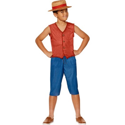 One Piece Kids' Luffy Costume Apparel Set Blue