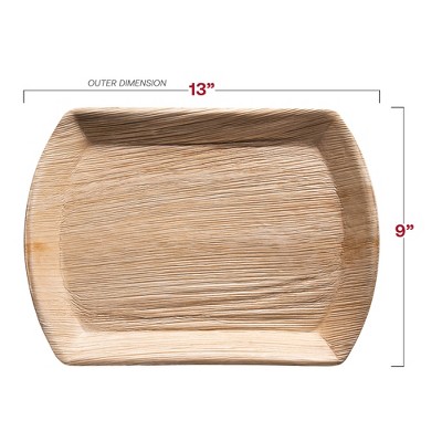 13" x 9" Rectangular Natural Palm Leaf Eco-Friendly Disposable Trays