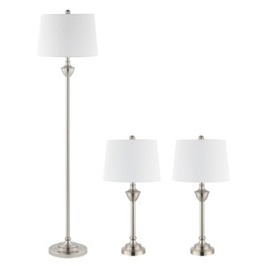 Peltier Floor And Two Table Lamps - Set of 3 - FLT4000 - Nickle/White - Safavieh - 1 of 4