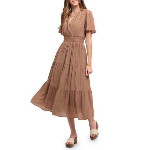 August Sky Women's Tiered Midi Dress : Target