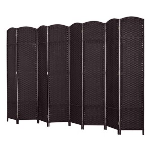 FDW Round Top Woven Room Divider 4/6/8-Panel Foldable Partition Screen  for Home Office - 1 of 4