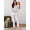 INSPIRE CHIC Women's Cotton Pajamas Long Sleeve Round Neck Button Down Floral Set with Pocket - 2 of 4
