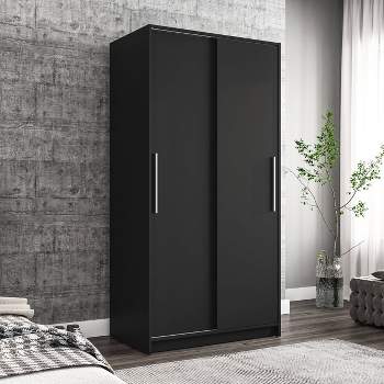 Denmark 2 Sliding Doors Clothing Armoire Black -Polifurniture