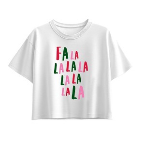 Girls' - Instant Message - Fa La La Short Sleeve Boxy Graphic T-Shirt - 1 of 2