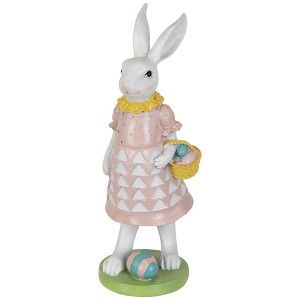 Northlight Girl Bunny with Easter Basket Outdoor Garden Statue - 12" - 1 of 4