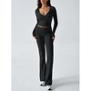 Women's Two Piece Lounge Outfits Slim Yoga Tracksuit Long Sleeve Crop Tops Low RiseLeggings Sets - 3 of 4