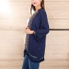 Anna-Kaci Swim Women's Boho Tassel Duster with Unique Embroidery and 3/4 Sleeves - One Size Fits Most, Navy - 4 of 4