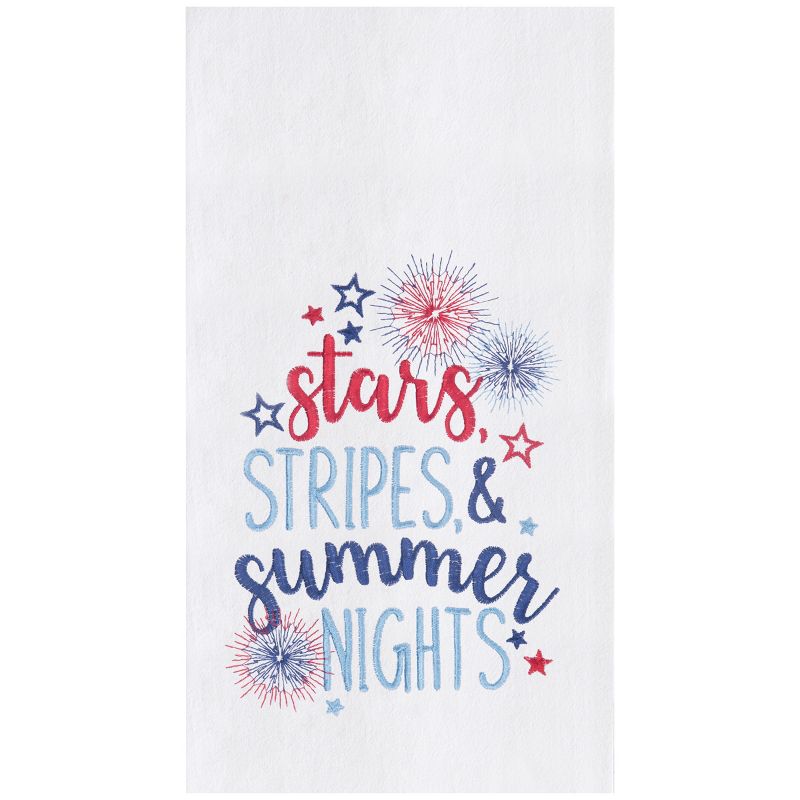 C&F Home Star Stripes & Summer Nights Embroidered Cotton Flour Sack Kitchen Towel, 1 of 4