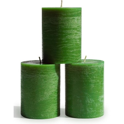 3x4 inch Pillar Candles Set of 3 ¨C Unscented Dripless Rustic Candles for Decor, Centerpieces, Weddings