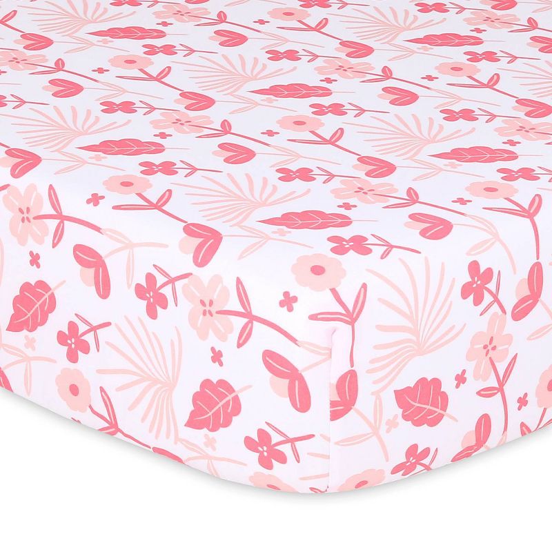 The Peanutshell Fitted Crib Sheets - Pink Floral Punch - 4pk, 5 of 14