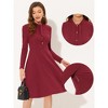 Allegra K Women's Work Sheath Tie Neck Knit Long Sleeve Midi Dress - 2 of 4