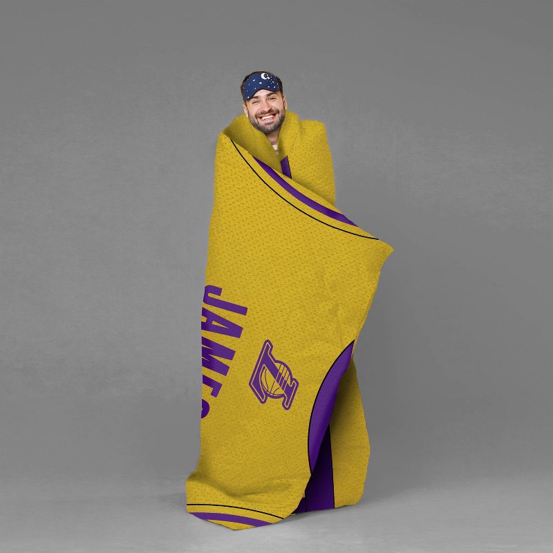Sleep Squad Los Angeles Lakers LeBron James 60 x 80 Raschel Plush Jersey Blanket, 6 of 7