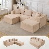 Modular Cloud Sectional Sofa w/Ottoman, No Assembly Corduroy Couch, Deep Seat u/l-Shape Sofa for Small Spaces, 4 Colors & Configurations - 2 of 4