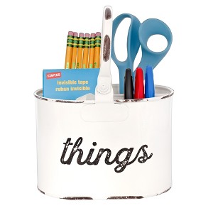 AuldHome Design Things Enamelware Caddy, 4-Compartment Farmhouse Home Decor Organizer - 1 of 4