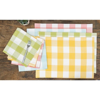 Franklin Green and White Checkered Cotton Placemats Set of 6