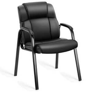 SEVOBAL Task and Office Chairs PU Reception Chairs with Padded Arms, Stationary Office for Waiting Areas, Meeting Rooms, Black, 39"*7"*22" - 1 of 4